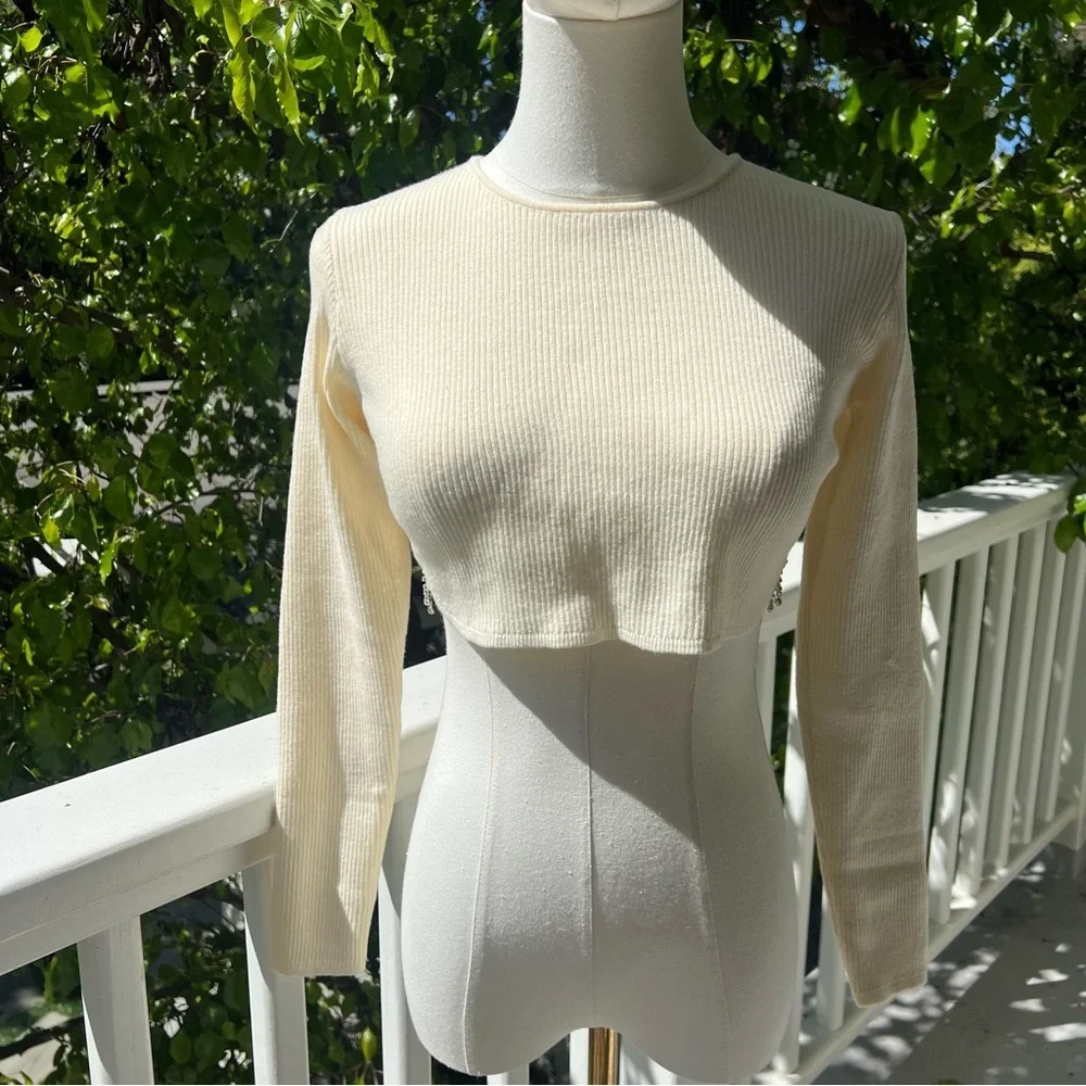 Rhinestone Soft Crop Top - Picture 3 of 10